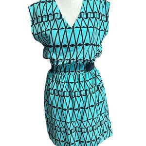 Emmelee for F.C. Turquoise & Black Geometric Mini Dress